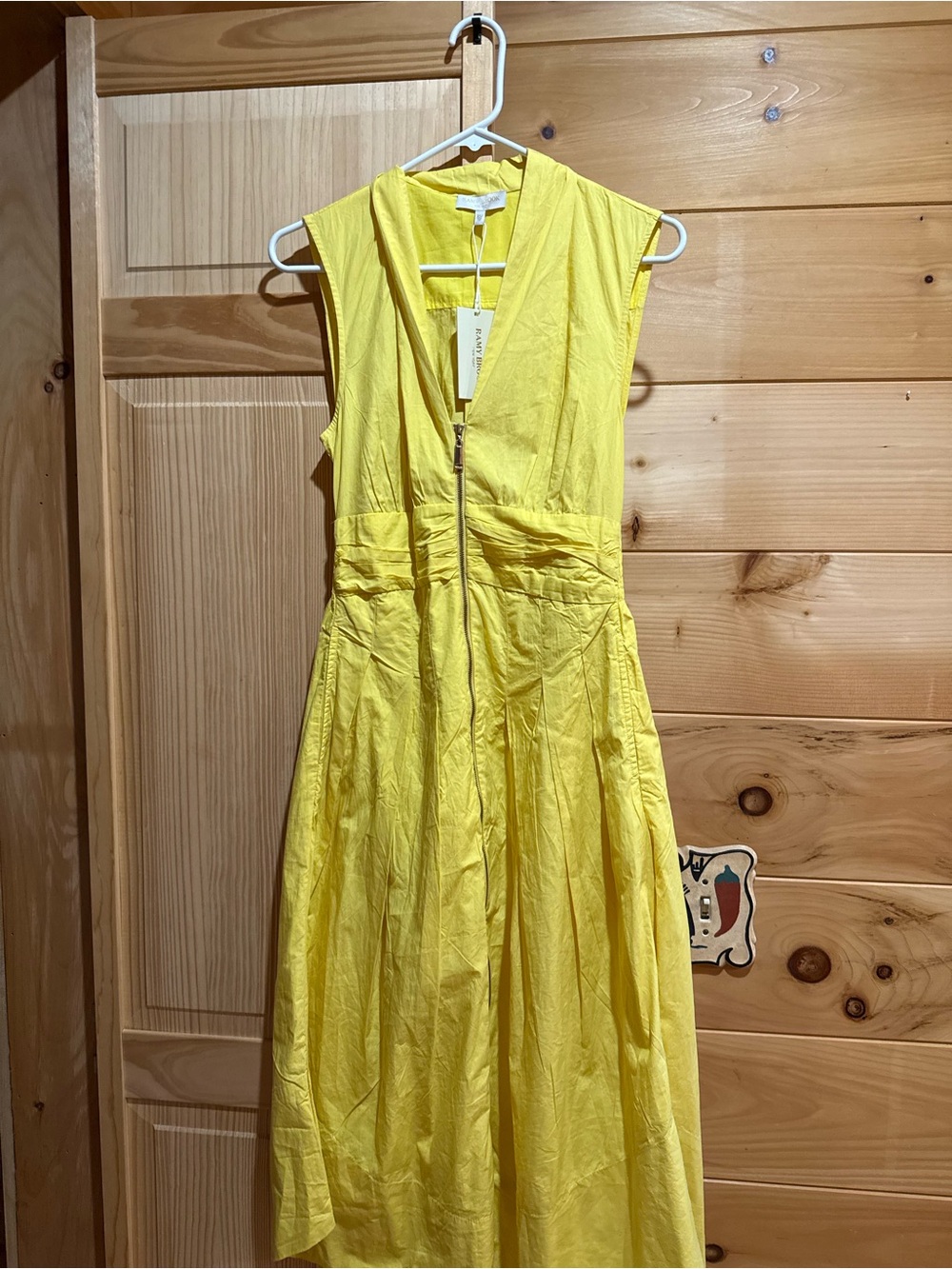 Ramy Brook Bright Yellow Sleeveless Zip-Front Midi Dress